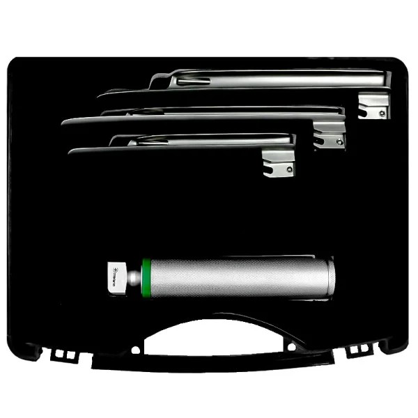 DHS-23-32. Ларингоскоп Міллера, набір з 3-х клинків прямих, волоконнооптичні.